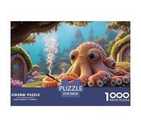 Octopus Lying on The Ocean 1000 Pcs Découpe Précise Puzzle Fairy Tale Octopus Famille Jigsaw Jouet Éducatif pour Adultes 38x26cm/1000pcs