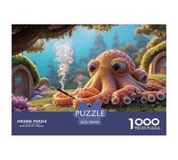 Octopus Lying on The Ocean 1000 Pcs Papier Premium Puzzle Fairy Tale Octopus Stimulant Jigsaw Jouet Éducatif Déco pour Adultes 70x50cm/1000pcs