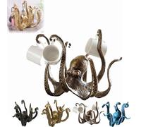 Octopus Mug Holder, Octopus Coffee Mug Holder, Octopus Mug Holder For Counter Top, Octopus Cup Holder, Retro Resin Octopus Desktop Statue (Color : Copper)