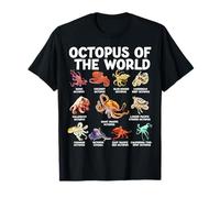 Octopus Of The World Kawaii Types de pieuvre Animaux marins T-Shirt