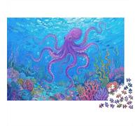 Octopus Puzzle 1000 Pièces Adulte Puzzle en Bois Défi Jouets Animaux Marins Jeu Éducatif Cadeau Unique 1000pcs (75x50cm)