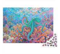 Octopus Puzzles 1000 Pièces Adulte Puzzle en Bois Défi Jouets Animaux Marins Jeu Éducatif De l'art De La Décoration 1000pcs (75x50cm)