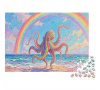 Octopus Puzzles Puzzle 1000 Pièces Adulte 1000 Pièces Puzzle en Bois Défi Jouets Animaux Marins Jeu D'Intelligence Cadeau Unique 1000pcs (75x50cm)