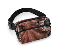 Octopus Sac banane entrelacé pour homme et femme Sac banane réglable décontracté pour voyage, sport, randonnée, blanc, 20,1 x 13 cm, blanc, 7.9x5.1inches