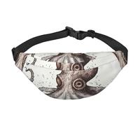 Octopus Sac banane pour homme et femme - Sac banane à bandoulière pour partout - Sac banane avec sangle réglable - Sac de poitrine décontracté pour la randonnée en plein air - Noir - Taille unique,
