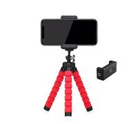 Octopus Support flexible pour téléphone portable avec clip Rouge 13 cm | Trépied pour téléphone avec pieds flexibles de 13 cm et clip sécurisé ; convient aux téléphones de 8,1 à 10,4 cm de large