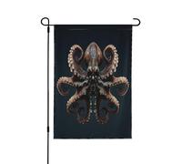 Octopus World Drapeau décoratif double face - Bannière de jardin, parfaite pour la décoration extérieure et intérieure, disponible en deux tailles