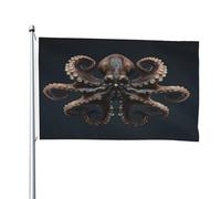 Octopus World Drapeau double face 1,2 x 1,8 m - Bannière robuste d'extérieur et de jardin, parfaite pour chambre à coucher et jardin