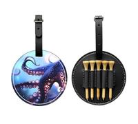 Octopuses Sac de rangement multifonction pour tees de golf pour homme, matériau PU durable Noir
