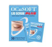 OCuSOFT Lid Scrub Plus - Lingettes pré-humidifiées sans rinçage pour les conditions modérées à sévères - Nettoyant hydratant pour les paupières pour un soulagement maximal - 30 pièces