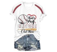 Ocuuer C'est Mon Petit-Fils là-Bas Chemise v-Cou t-Shirt Grand-mère Chemises (Blanc XL)