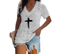 Ocuuer Je ne Peux Pas mais Je connais Un Gars décontracté Tshirt chrétien pour Femmes (Blanc l) (l Blanc)