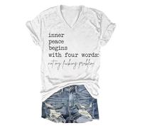 Ocuuer La Paix intérieure Commence par Quatre Mots de Chemises à Manches Courtes pour Les Femmes (White XL)