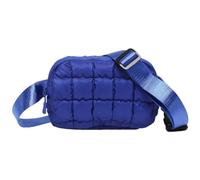 Ocuuer Sac à bandoulière Bouffant pour Femme avec Fermeture éclair et Rembourrage - Sac Banane matelassé à Carreaux de Couleur Unie - Sac Quotidien pour Filles (Bleu foncé)