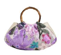 Ocuuer Sac de soirée brodé à floral Femmes à paillettes à manche supérieure Planches d'embrayage (violet) (violet)
