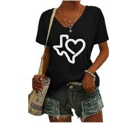 Ocuuer T-Shirt à imprimé Fort du Texas Priez pour Le Texas Texas T-Shirt pour Les Femmes (Black XL)