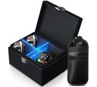 ocuvaep Boîte Anti RFID Clé Voiture Ensemble avec Etui RFID, Keyless Go Boîte Protection, Boîte Antivol Faraday, Bloque Signal RFID Boîte, Boitier Anti Ondes Clé Voiture (Petit)