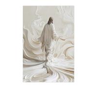 OCZEESDW Toile murale abstraite tourbillonnante Jésus marchant sur l'eau - Art chrétien élégant - Cadeau spirituel moderne - Art Jésus, Jésus