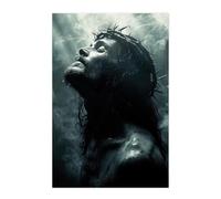 OCZEESDW Toile murale abstraite tourbillonnante Jésus marchant sur l'eau Art chrétien élégant Cadeau spirituel moderne Décoration murale Jésus Art Jésus Marche 1 Poster autocollant