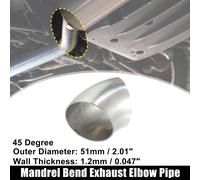 OD 2.01" 45 Degré Inox Acier Courbure Tube Échappement Coude Tuyau 1pcs