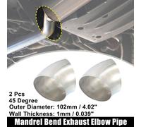 OD 4.02" 45 Degré Inox Acier Courbure Tube Échappement Coude Tuyau 2pcs