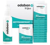 odaban® Coffret spray sans parfum 30 ml et 16 lingettes anti-transpirantes | Spray sans parfum 30 ml pour le soir et 16 lingettes en sachets individuels, pour aisselles, mains, pieds, visage et corps