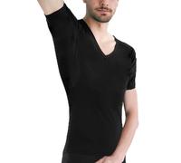 odaban T-shirt anti-transpiration pour homme + coussinets intégrés contre la transpiration excessive avec protection contre les taches de transpiration, Noir , XL