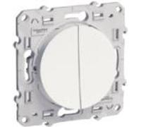 Schneider Electric - Odace, double poussoir Blanc, à vis, connexion rapide - S520216
