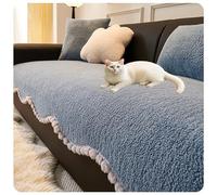 Odaima 1/2/3/4 Places Housse de Canapé en Peluche Doux,Couverture de Canape d'angle,Anti-Dérapant Lavable en Machine, Protège Canapé pour Chiens et Chats(Bleu,70x70cm)