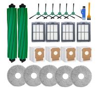 Odashen 23 pièces de rechange pour iRobot Roomba Plus 505/405, 2 brosses principales, 6 brosses latérales, 4 filtres, 5 chiffons de serpillère, 4 sacs à poussière, 2 brosses de nettoyage