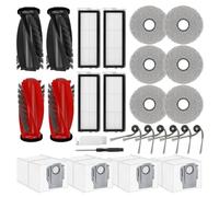 Odashen Accessoires de Rechange pour Roborock Qrevo Curv/ P20 Pro/Qrevo Edge/Qrevo Curv S5X, 2 Brosses Principales, 6 Brosses Latérales, 4 Filtres HEPA, 6 Serpillères, 4 Sacs à poussière