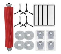 Odashen Lot de 17 accessoires de rechange pour robot Roborock Q Revo pour aspirateur Roborock P10, brosse principale, chiffon serpillère, sac à poussière, filtre Hepa, brosse latérale (noir)