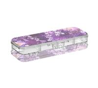 ODAWA Bloom Porte-stylos rigides avec couvercle et fermeture à pression pour enfants Motif floral violet 21,1 x 7,6 x 4,8 cm (L x l x H)