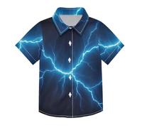 ODAWA Blue Lightning Chemise de plage à manches courtes pour garçon, Blue Lightning., 9-10 Ans