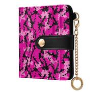 ODAWA Cute Monkey Portefeuille compact RFID pour femme avec 7 emplacements pour cartes, Camouflage chauve-souris rose vif, one size, Portefeuille RFID