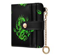 ODAWA Cute Monkey Portefeuille compact RFID pour femme avec 7 emplacements pour cartes, Dragon Vert Noir, one size, Portefeuille RFID