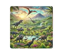 ODAWA Dinosaur Valley Trousse de maquillage portable en tissu autocollant Vert 45 x 45 cm