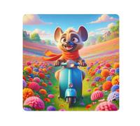 ODAWA Écharpe en tissu auto-adhésif - Motif hyène orange - Anti-rayures - Pochette de rangement - 35,1 x 35,1 cm