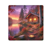 ODAWA Film autocollant pour lentilles en tissu Motif chats 35,1 x 35,1 cm, Hütte Am See Sunset, 17.7x17.7in, Cabin Lakeside Sunset