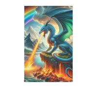 ODAWA Fire Dragon Lot de 6 torchons absorbants pour cuisine à séchage rapide avec boucle de suspension, essuie-mains décoratifs pour la cuisine