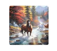 ODAWA Horses Stream Water Chiffon de protection autocollant pour objectif d'appareil photo Chiffon magique facile à ranger 55,1 x 55,1 cm