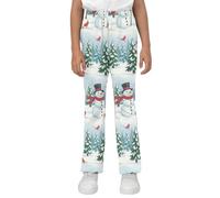 ODAWA Legging extensible avec poches motif bonhomme de neige, arbres, oiseaux, cloche, pour filles, 4 à 12 ans