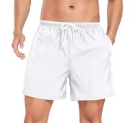 ODAWA Maillot de bain pour homme avec doublure de compression Bleu roi Taille S, Blanc fantôme, Large