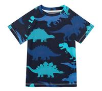 ODAWA Maillot de bain Rashguard pour tout-petit, motif fusées colorées, UPF 50+, séchage rapide, protection contre le soleil et le sable, Dinosaures - Bleu, 7 ans