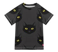 ODAWA Maillot de bain Rashguard pour tout-petit, motif fusées colorées, UPF 50+, séchage rapide, protection contre le soleil et le sable, Chat noir 2, 4 ans