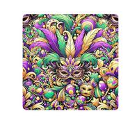 ODAWA Masque anti-rayures pour appareil photo 35 cm, masque magique en plumes de Mardi Gras pliable auto-adhésif, pour appareils électroniques, Masque coloré Mardi Gras Carnaval, 17.7x17.7in, Masque