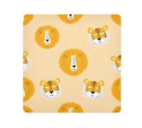 ODAWA Mignon Lion Tigre Visages Jaune Auto-adhésif Tissu 45 x 45 cm Magique Flexible Pliable Auto-adhésif Sac de Maquillage Anti-rayures Enveloppe Pochette de rangement