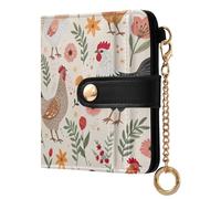 ODAWA Mini portefeuille pour femme avec 7 emplacements pour cartes Motif coquelicot Rouge, Coqs Crème florale, one size, Portefeuille RFID