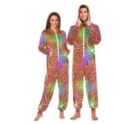 ODAWA Neon Gradients Combinaison pyjama unisexe à manches longues pour adulte