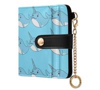 ODAWA Petit portefeuille compact pour femme Motif renard lapin, Baleine mignonne bleu clair, one size, Portefeuille RFID